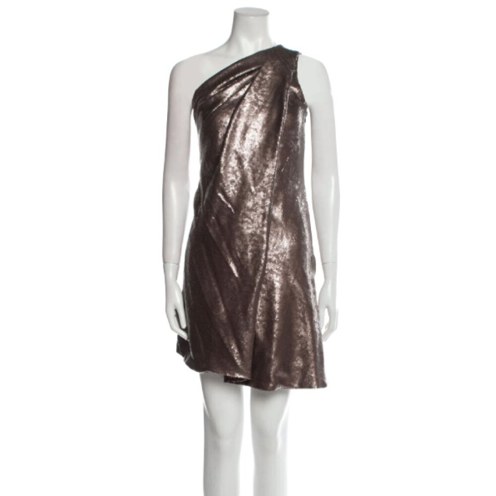 kaufmanfranco cocktail dress bronze sequin one shoulder 2 or XS Grecian style